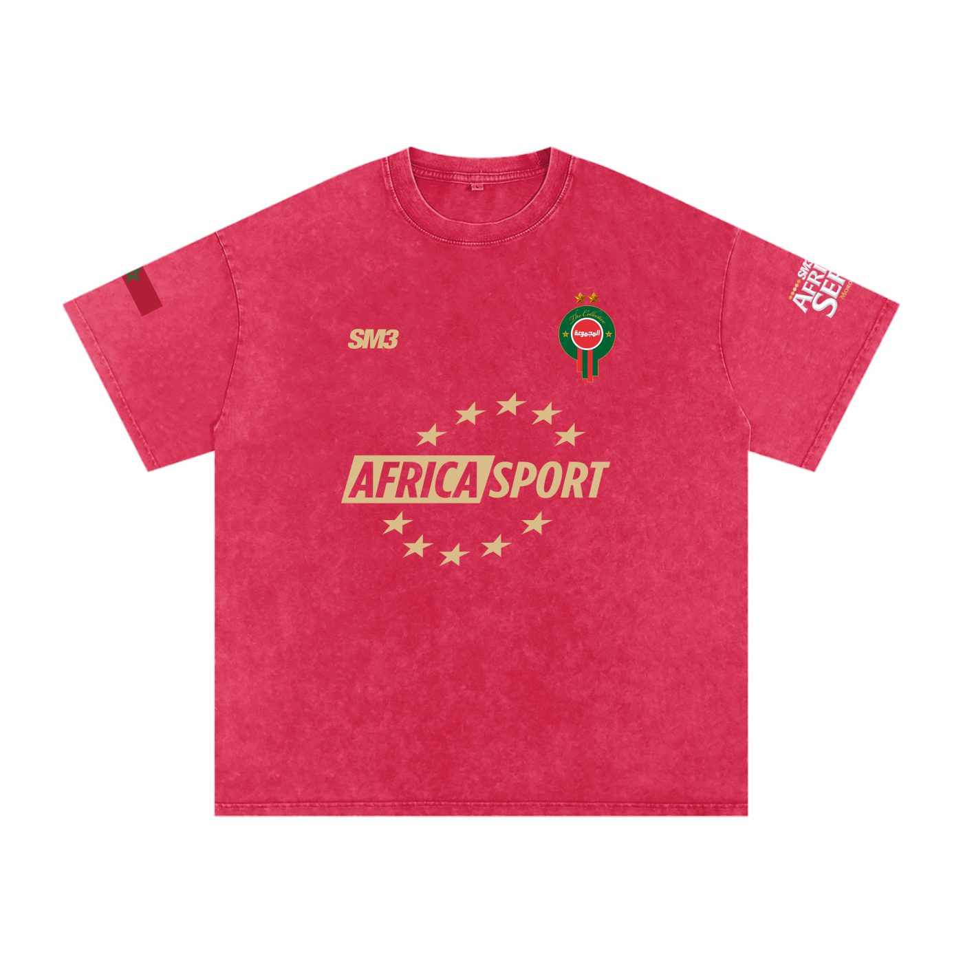 Africa Sport Morocco #3 Snow Wash Tee Coral Red | African Series 2025