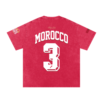 Africa Sport Morocco #3 Snow Wash Tee Coral Red | African Series 2025