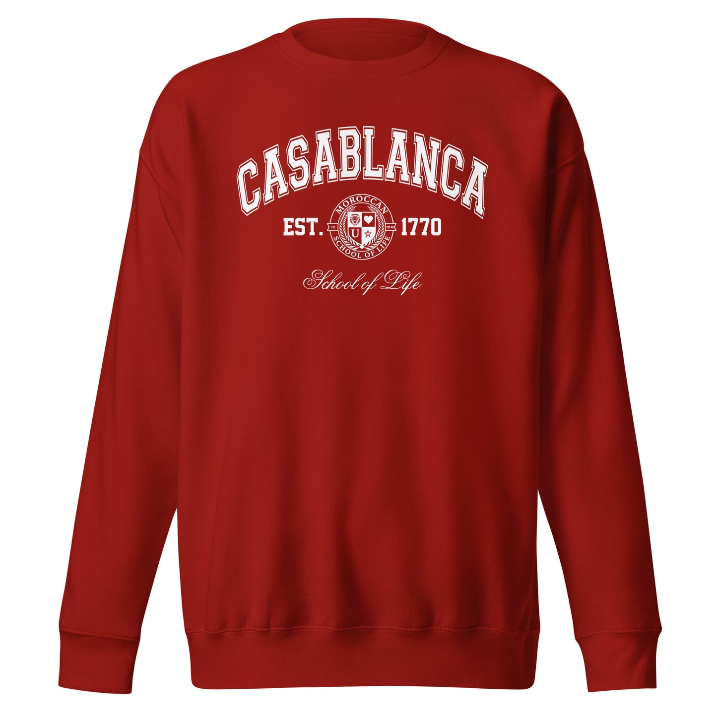 Casablanca School of Life Sweatshirt | Moroccan University Style Crewneck | Morocco Heritage Apparel